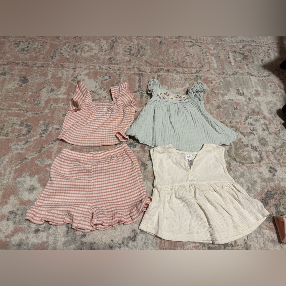 12m outfit and 2 shirts